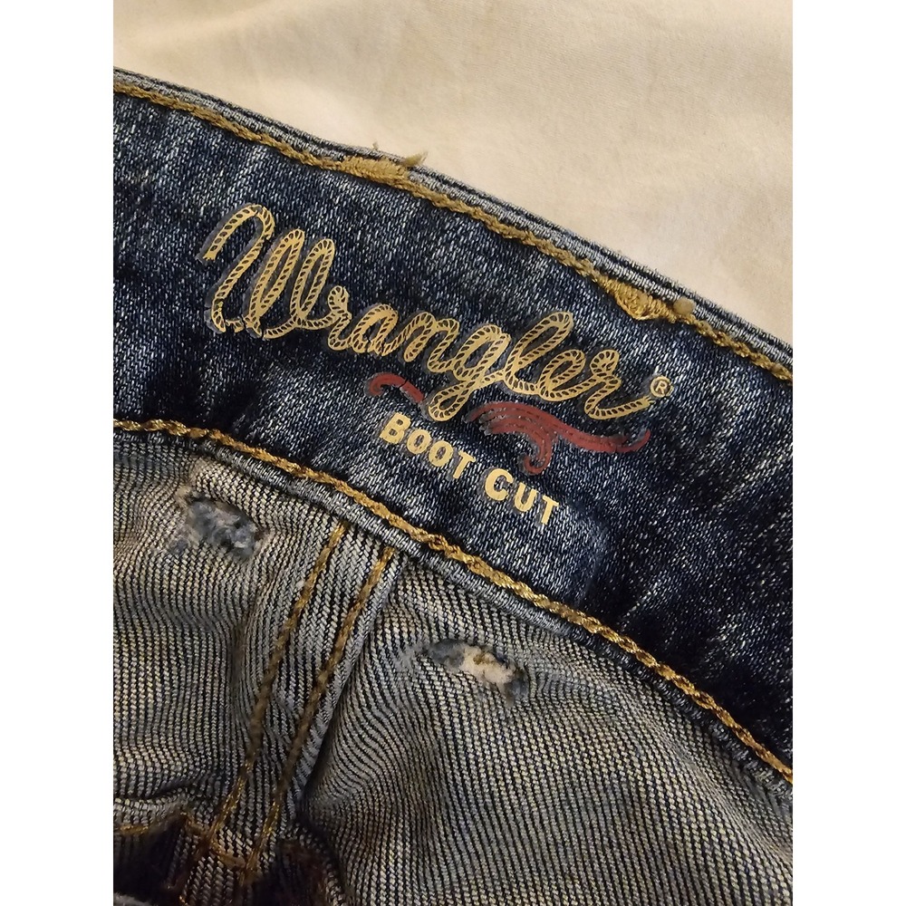 Wrangler Boot Cut Jeans Womens 11x30 Blue Denim Mid Rise Stretch - Picture 9 of 13